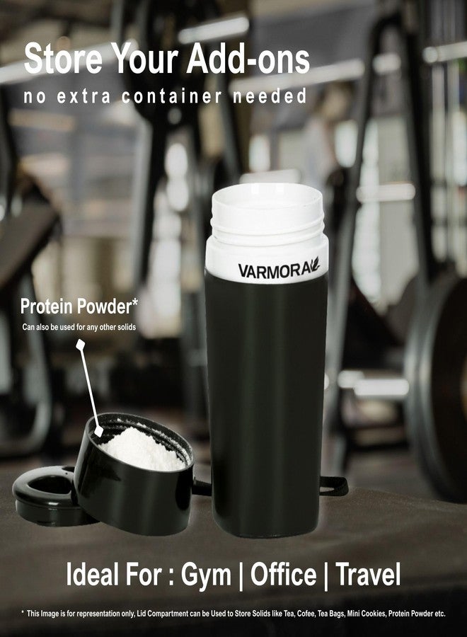 Varmora Aqua Optima Insulated Tea Flask | Steel Inner | 300ml | Black - Image 3